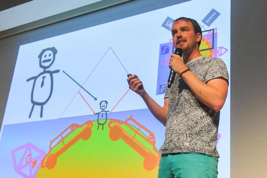  Silvan Englisch, Science Slam "Battle den Horst", Adlershof. Bild: © WISTA