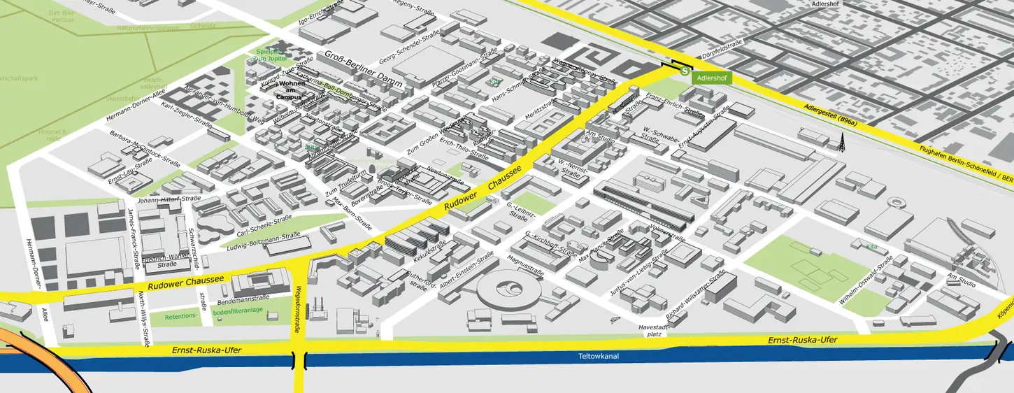 Karte des Technologieparks Adlershof