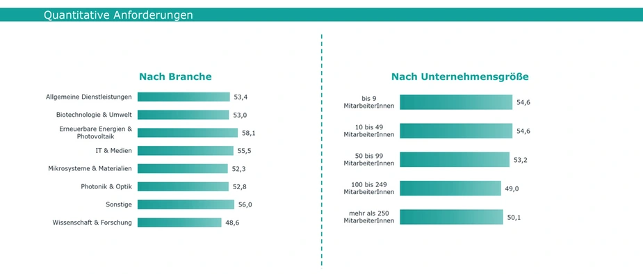 Abb. 5: Quantitative Anforderungen nach Branche und Unternehmen, Grafik: IFBG