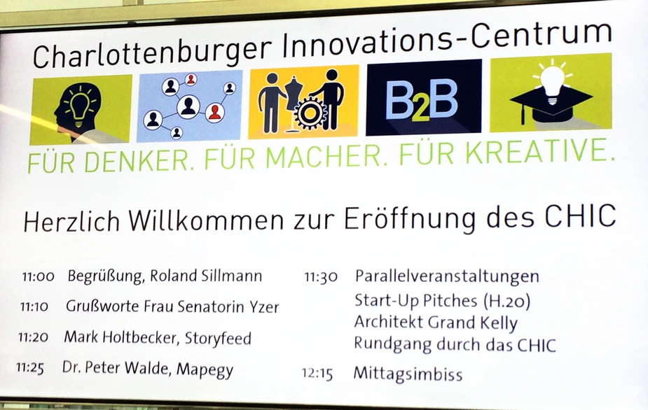 Programm Eröffnung Gründerzentrum Berlin. Bild: © WISTA